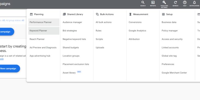 Google Ads Keyword Planner Tool Navigation
