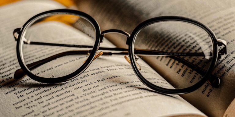 Glasses on a book