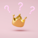 Crown on pink background, below three pink question marks